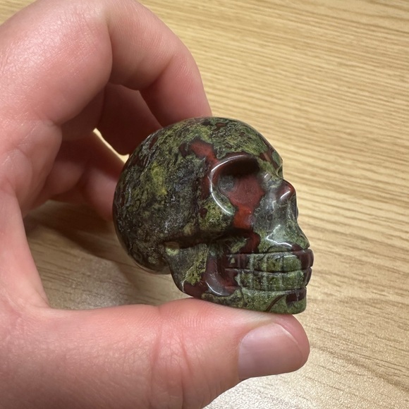 Dragon Blood Jasper Skull Natural Gemstone Carving - Picture 3 of 8